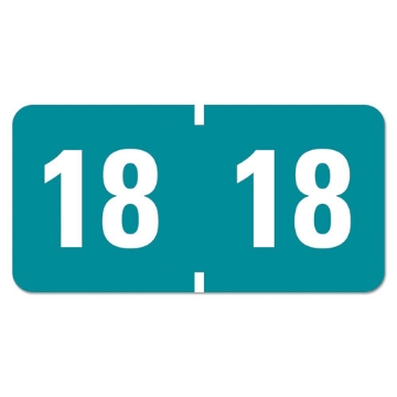 Picture of Yearly End Tab File Folder Labels, 18, 0.75 X 1.5, Teal, 500/roll