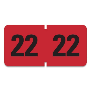 Picture of Yearly End Tab File Folder Labels, 22, 0.75 X 1.5, Red, 500 Labels/roll