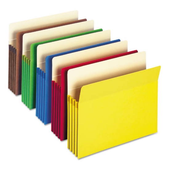 Picture of Colored File Pockets, 3.5" Expansion, Letter Size, Assorted Colors, 25/Box