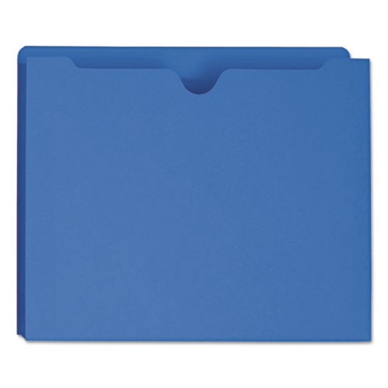 Picture of Colored File Jackets With Reinforced Double-Ply Tab, Straight Tab, Letter Size, Blue, 50/box