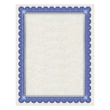 Picture of Parchment Certificates, Academic, 8.5 X 11, Ivory With Blue/silver Foil Border, 15/pack