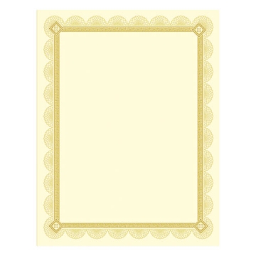 Picture of Premium Certificates, 8.5 X 11, Ivory/gold With Spiro Gold Foil Border,15/pack