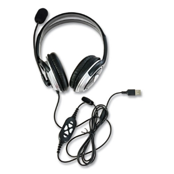 Picture of ZuM Binaural Over The Head Headset, Black/Silver