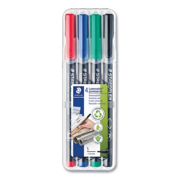 Picture of Lumocolor Permanent Marker Pen, Porous Point, Extra-Fine, 0.4 mm, Assorted Ink Colors/Barrel, 4/Pack
