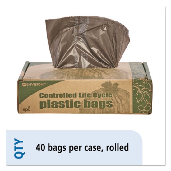 Picture of Controlled Life-Cycle Plastic Trash Bags, 39 Gal, 1.1 Mil, 33" X 44", Brown, 40/box