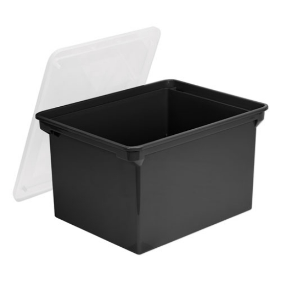 Picture of Plastic File Tote, Letter/legal Files, 18.5" X 14.25" X 10.88", Black/clear