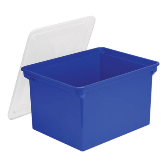 Picture of Plastic File Tote, Letter/legal Files, 18.5" X 14.25" X 10.88", Blue/clear