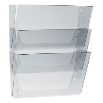 Picture of Wall File, 3 Sections, Letter Size, 13" x 4" x 14",  Clear, 3/Set