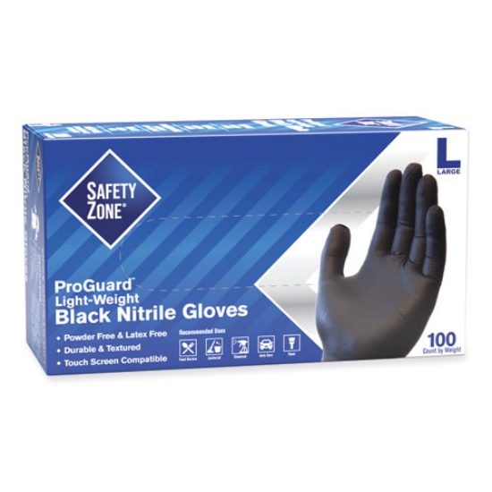 Picture of ProGuard Powder Free Nitrile Gloves, Large, Black, 100/Box