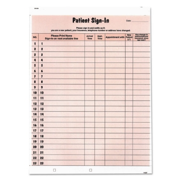 Picture of Patient Sign-In Label Forms, Two-Part Carbon, 8.5 x 11.63, Salmon Sheets, 125 Forms Total