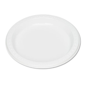 Picture of Plastic Dinnerware, Plates, 7" Dia, White, 125/pack