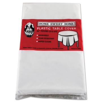 Picture of Table Set Round Table Cover, Plastic, 84" Diameter, White, 6/pack