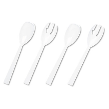 Picture of Table Set Plastic Serving Forks And Spoons, White, 24 Forks, 24 Spoons Per Pack
