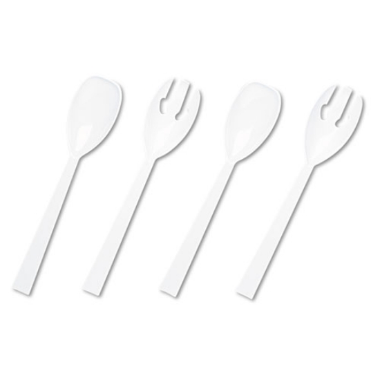 Picture of Table Set Plastic Serving Forks And Spoons, White, 24 Forks, 24 Spoons Per Pack