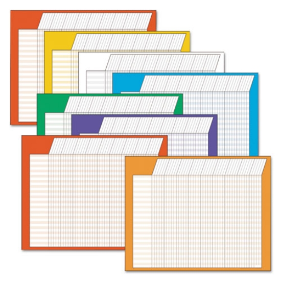 Picture of Jumbo Horizontal Incentive Chart Pack, 28 X 22, Assorted Colors With Assorted Borders, 8/pack
