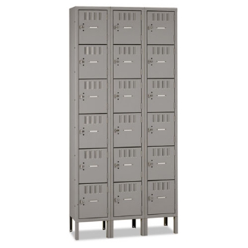 Picture of Box Compartments With Legs, Triple Stack, 36w X 18d X 78h, Medium Gray