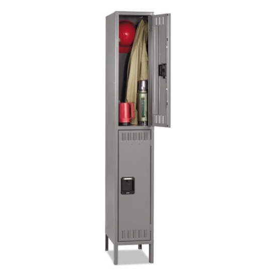 Picture of Double Tier Locker With Legs, Single Stack, 12w X 18d X 78h, Medium Gray