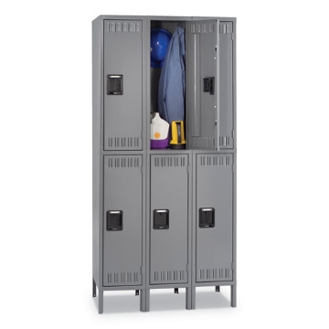 Picture of Double Tier Locker With Legs, Triple Stack, 36w X 18d X 78h, Medium Gray