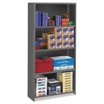 Picture of CLOSED COMMERCIAL STEEL SHELVING, FIVE-SHELF, 36W X 12D X 75H, MEDIUM GRAY