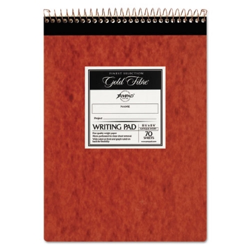 Picture of Gold Fibre Retro Wirebound Writing Pads, Wide/Legal and Quadrille Rule, Red Cover, 70 White 8.5 x 11.75 Sheets