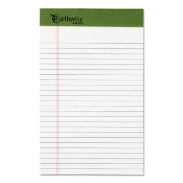 Picture of Earthwise By Ampad Recycled Writing Pad, Narrow Rule, Politex Green Headband, 50 White 5 X 8 Sheets, Dozen
