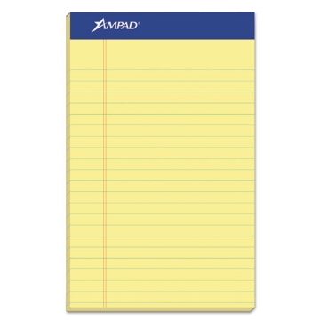 Picture of Perforated Writing Pads, Narrow Rule, 50 Canary-Yellow 5 X 8 Sheets, Dozen