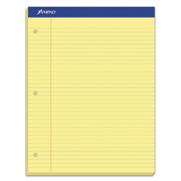 Picture of Double Sheet Pads, Wide/legal Rule, 100 Canary-Yellow 8.5 X 11.75 Sheets