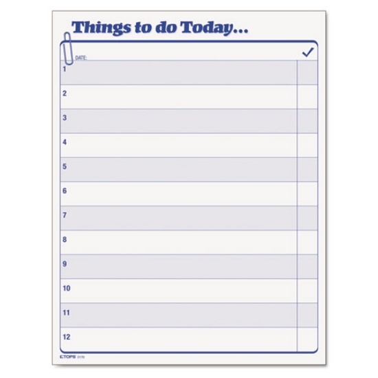 Picture of "Things To Do Today" Daily Agenda Pad, One-Part (No Copies), 8.5 x 11, 100 Forms Total