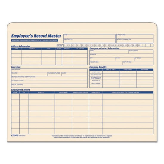 Picture of Employee Record Master File Jacket, Straight Tab, Letter Size, Manila, 20/pack