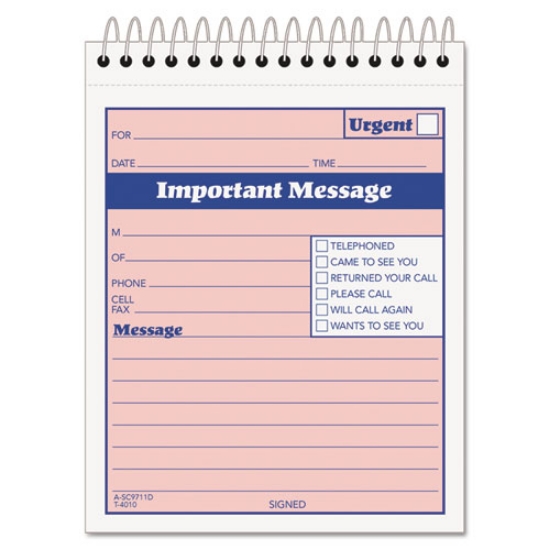 Picture of Telephone Message Book with Fax/Mobile Section, Two-Part Carbonless, 4.25 x 5.5, 50 Forms Total
