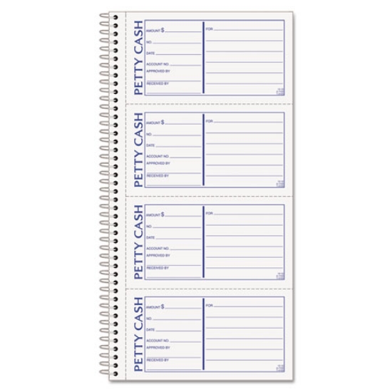 Picture of Petty Cash Receipt Book, Two-Part Carbonless, 5 x 2.75, 4 Forms/Sheet, 200 Forms Total