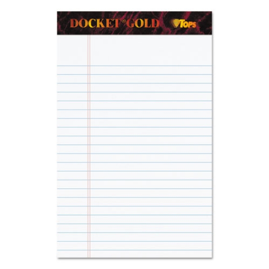 Picture of Docket Gold Ruled Perforated Pads, Narrow Rule, 50 White 5 X 8 Sheets, 12/pack