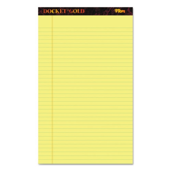 Picture of Docket Gold Ruled Perforated Pads, Wide/legal Rule, 50 Canary-Yellow 8.5 X 14 Sheets, 12/pack