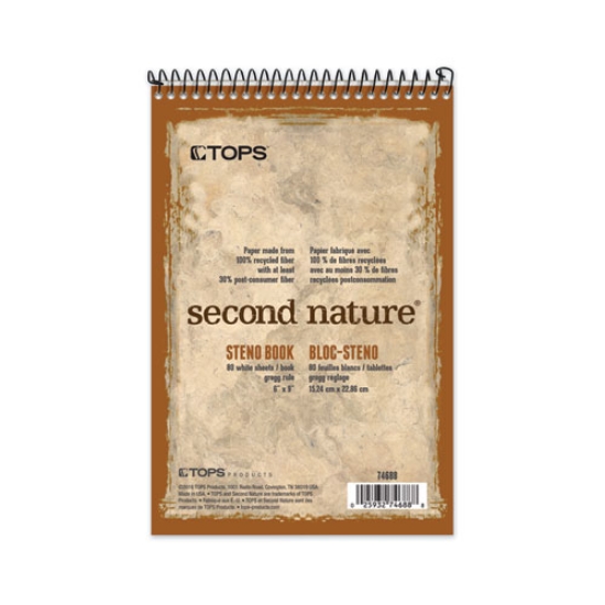 Picture of Second Nature Recycled Notepads, Gregg Rule, Brown Cover, 80 White 6 X 9 Sheets