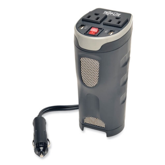 Picture of PowerVerter Ultra-Compact Car Inverter, 200 W, Two AC Outlets/Two USB Ports