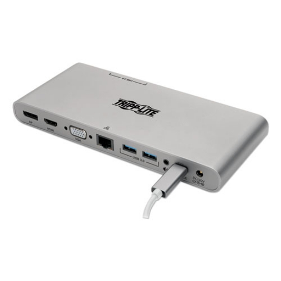 Picture of Usb Type-C Docking Station, 3.5mm/displayport/hdmi/rj45/thunderbolt 3/usb A/usb C/vga, Silver