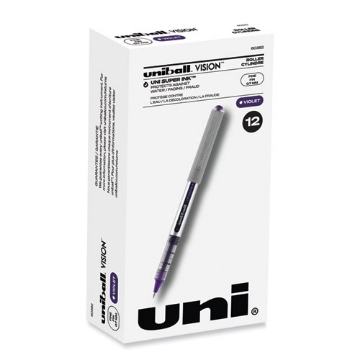 Picture of VISION Roller Ball Pen, Stick, Fine 0.7 mm, Violet Ink, Silver/Violet/Clear Barrel, Dozen