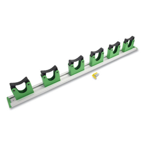 Picture of hang up cleaning tool holder, 28w x 3.15d x 2.17h, silver/green