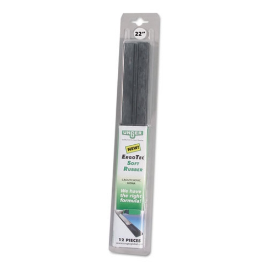 Picture of Ergotec Replacement Squeegee Blades, 16" Wide Blade, Black Rubber, Soft, 12/Pack
