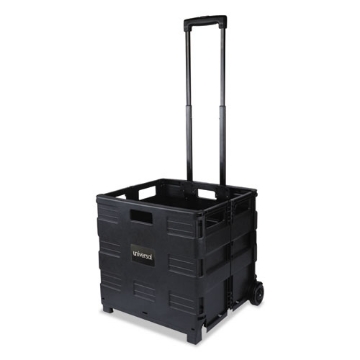 Picture of Collapsible Mobile Storage Crate, Plastic, 18.25 x 15 x 18.25 to 39.37, Black