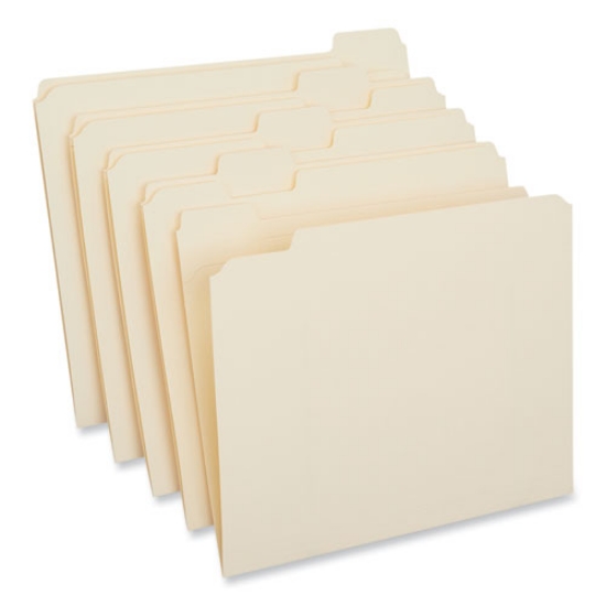 Picture of Double-Ply Top Tab Manila File Folders, 1/5-Cut Tabs: Assorted, Letter Size, 0.75" Expansion, Manila, 100/Box