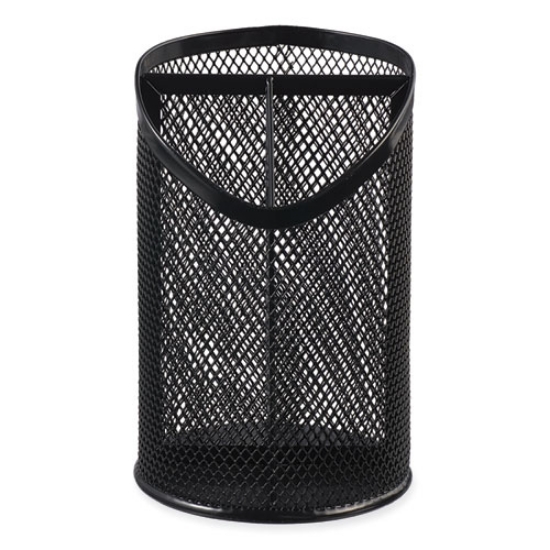 Picture of Metal Mesh 3-Compartment Pencil Cup, 4.13" Diameter x 6"h, Black