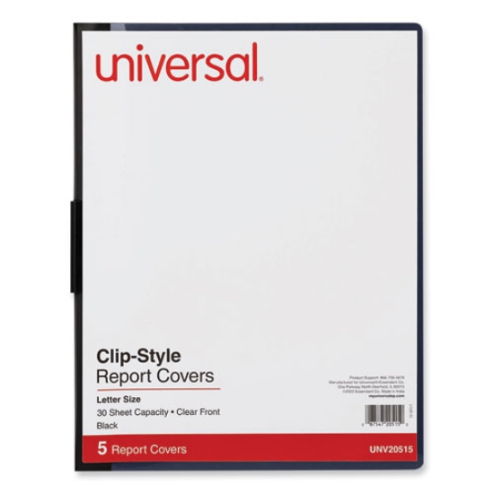 Picture of Clip-Style Report Cover, Clip Fastener, 8.5 X 11, Clear/black, 5/pack