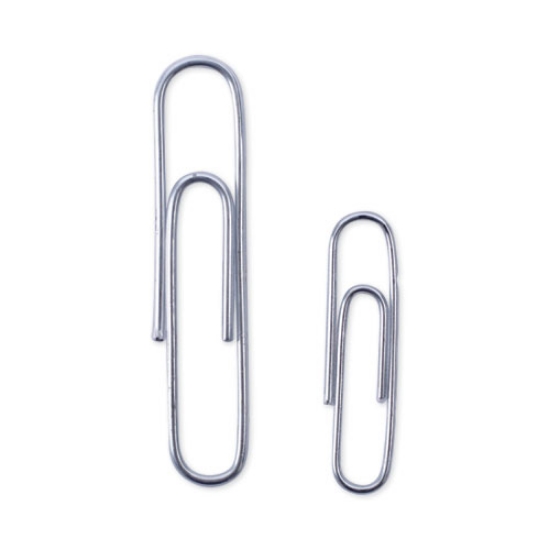 Picture of Plastic-Coated Paper Clips with Two-Compartment Dispenser Tub, (750) #2 Clips, (250) Jumbo Clips, Silver