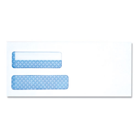 Picture of Double Window Business Envelope, #10, Square Flap, Self-Adhesive Closure, 4.13 x 9.5, White, 500/Box