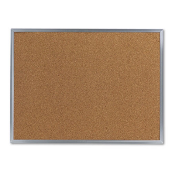 Picture of Cork Bulletin Board, 24 x 18, Tan Surface, Aluminum Frame