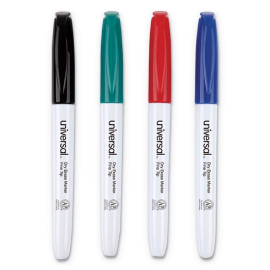 Picture of Pen Style Dry Erase Marker, Fine Bullet Tip, Assorted Colors, 4/set