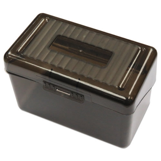 Picture of Plastic Index Card Boxes, Holds 400 4 X 6 Cards, 6.78 X 4.25 X 4.5, Translucent Black
