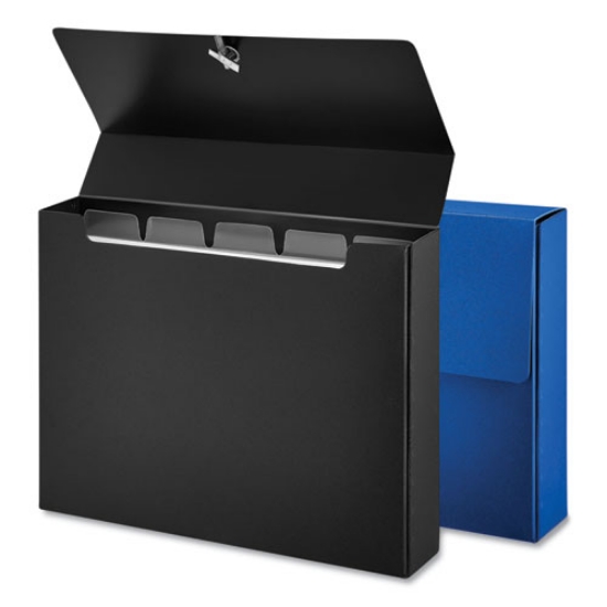 Picture of Poly Index Card Box, Holds 100 4 X 6 Cards, 4 X 1.33 X 6, Plastic, Black/blue, 2/pack