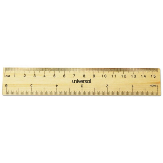 Picture of Flat Wood Ruler, Standard/metric, 6" Long